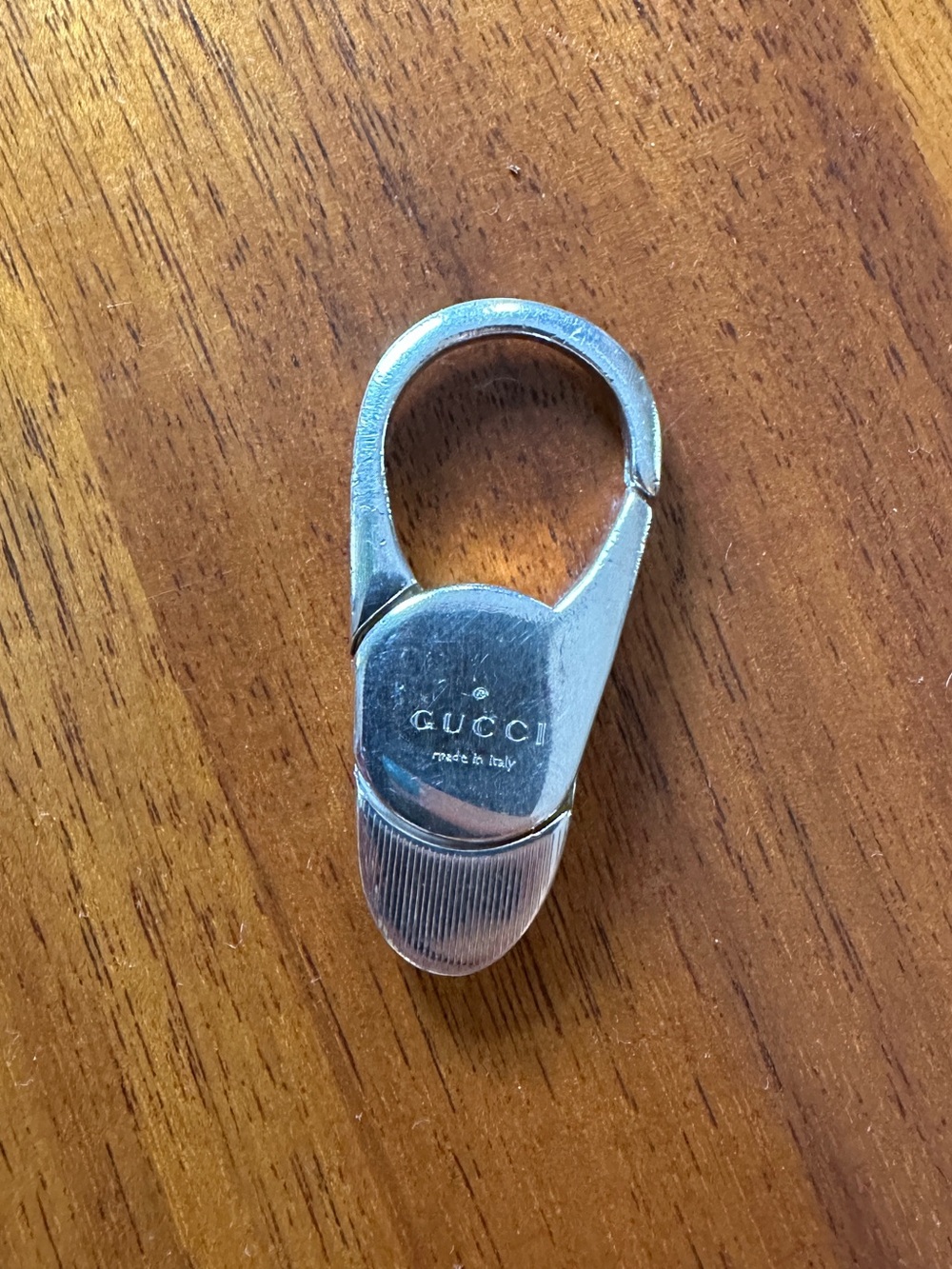 Gucci Sterling Silver Metal Key Clip with Branded Face